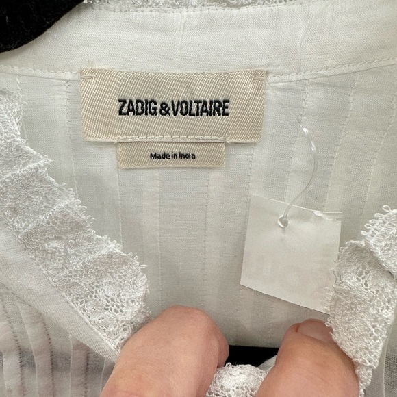 NWT ZADIG&VOLTAIRE XS Timmy Tomboy ruffled designer blouse feminine modern prep - Picture 10 of 16